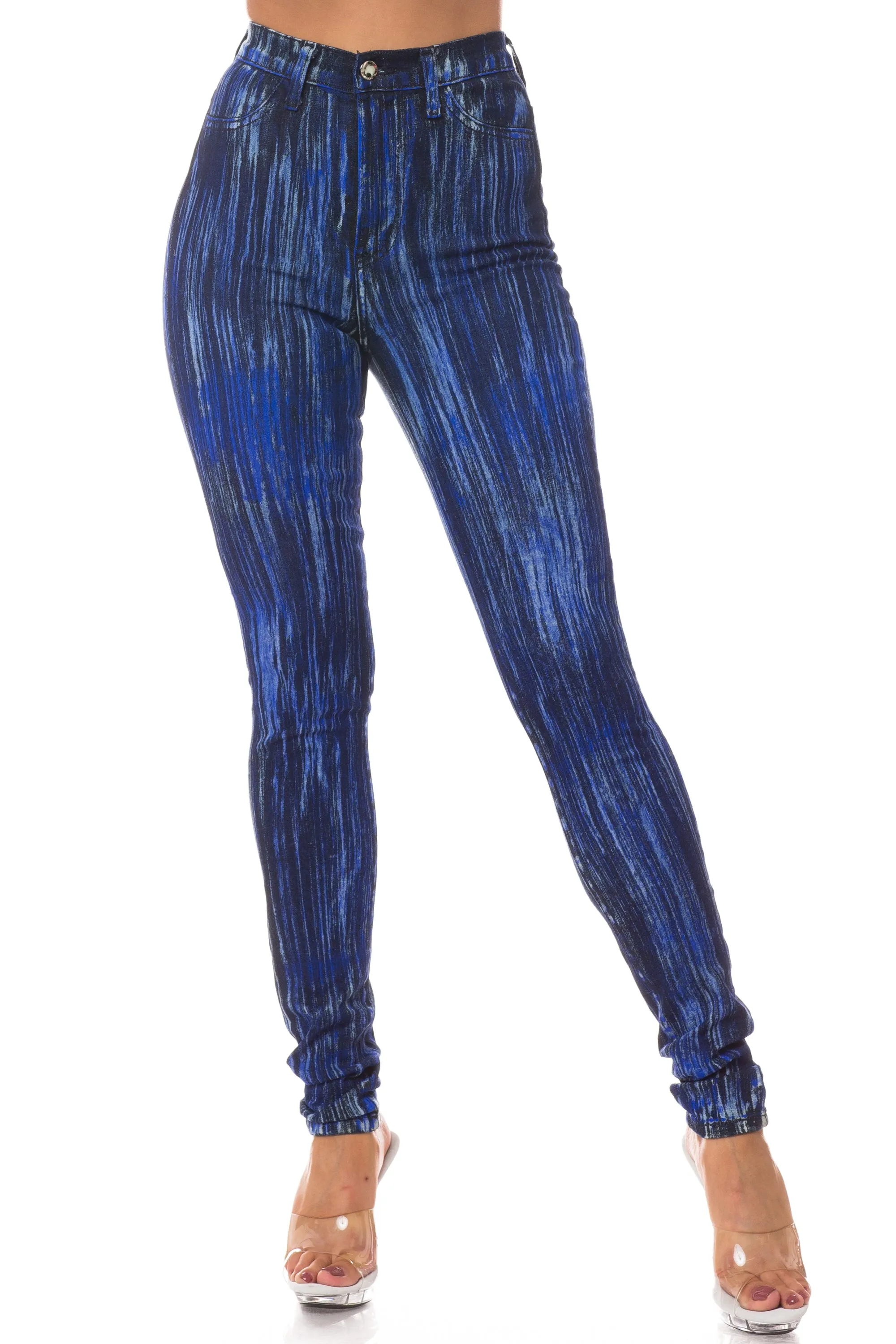 4214 Super High Waisted Brush Painted Skinny Jeans