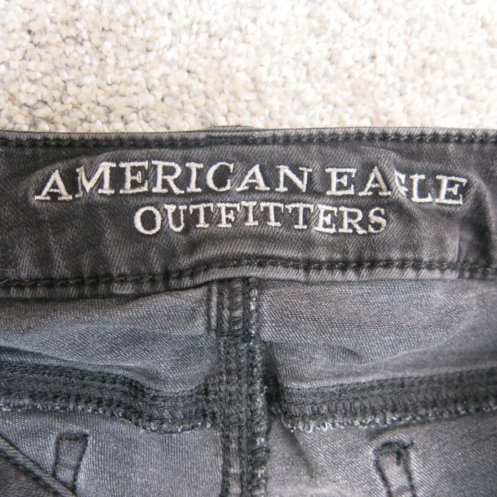 American Eagle Womens Stretch Jeggings Jeans Low Rise Cotton Black Size 0 Short