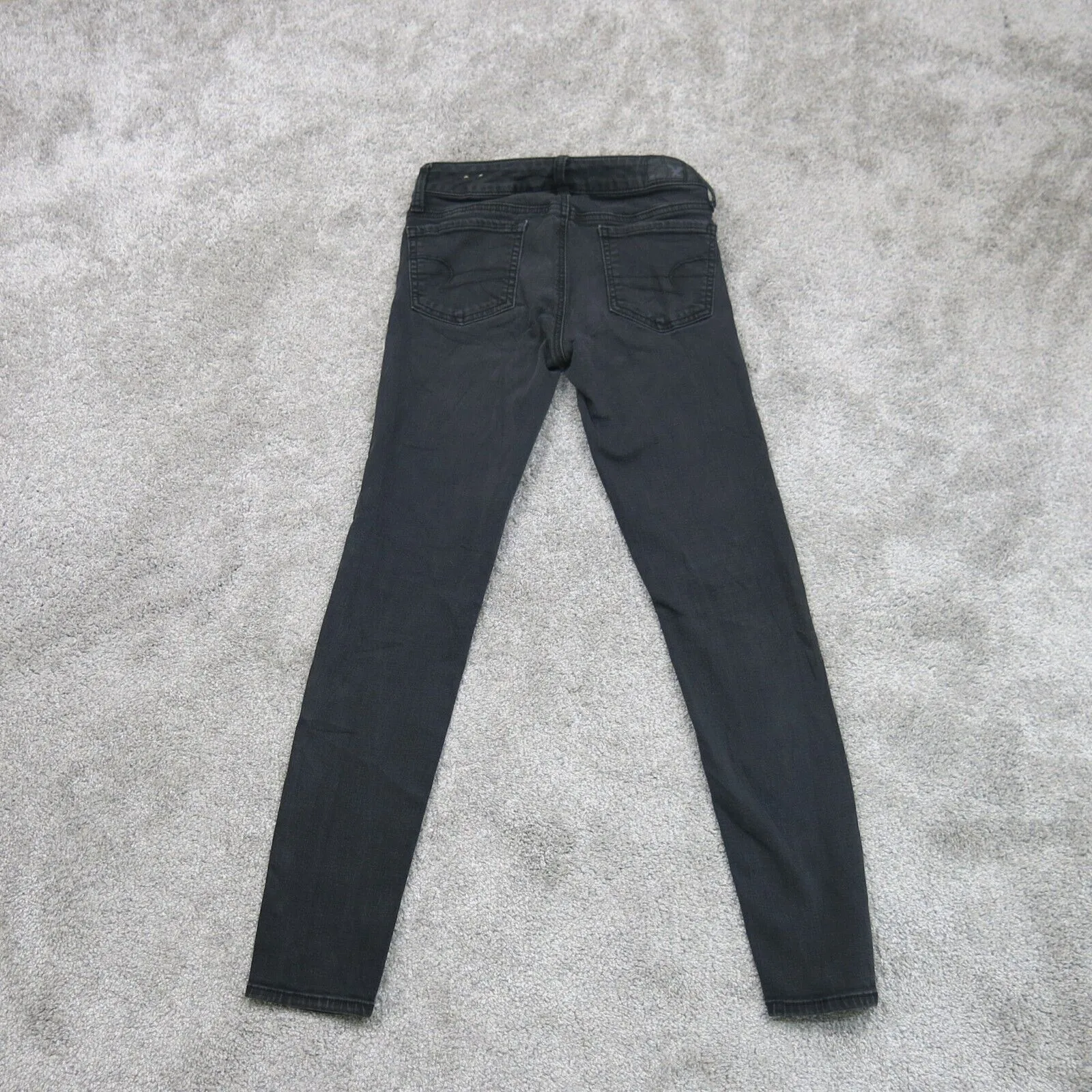 American Eagle Womens Stretch Jeggings Jeans Low Rise Cotton Black Size 0 Short