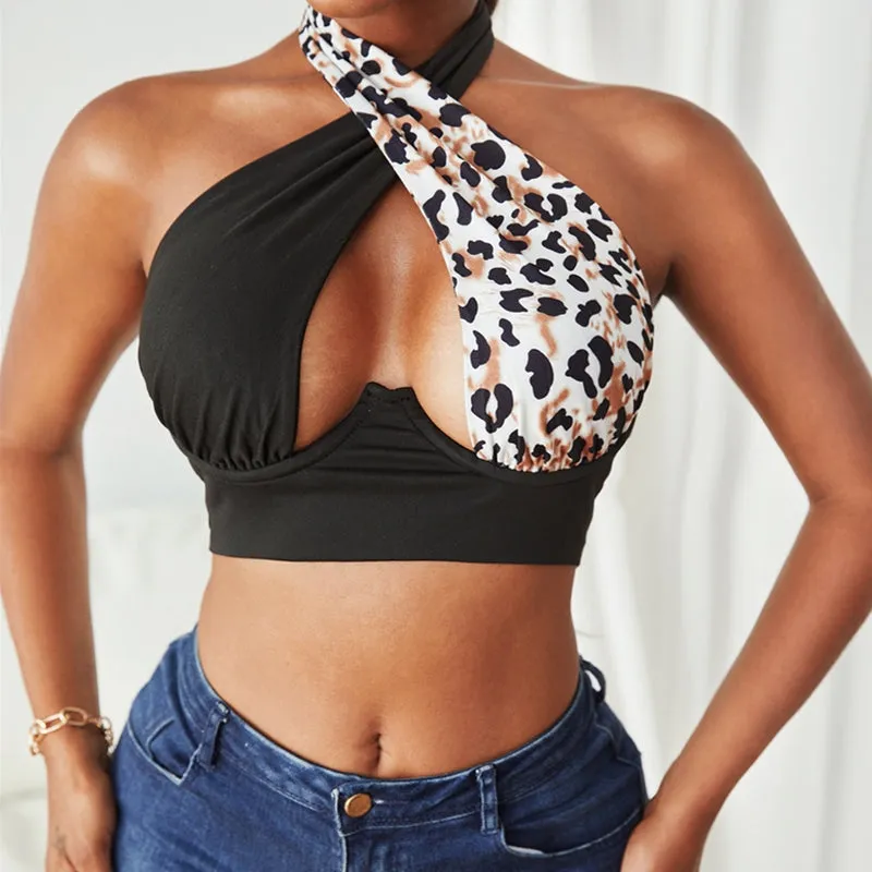 BerriesJam - Hollow Out Cross Halter Neck Crop Tube Top