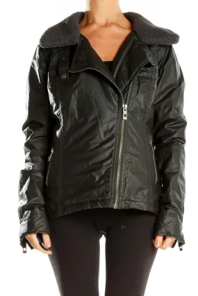 Black Faux Leather Moto Jacket