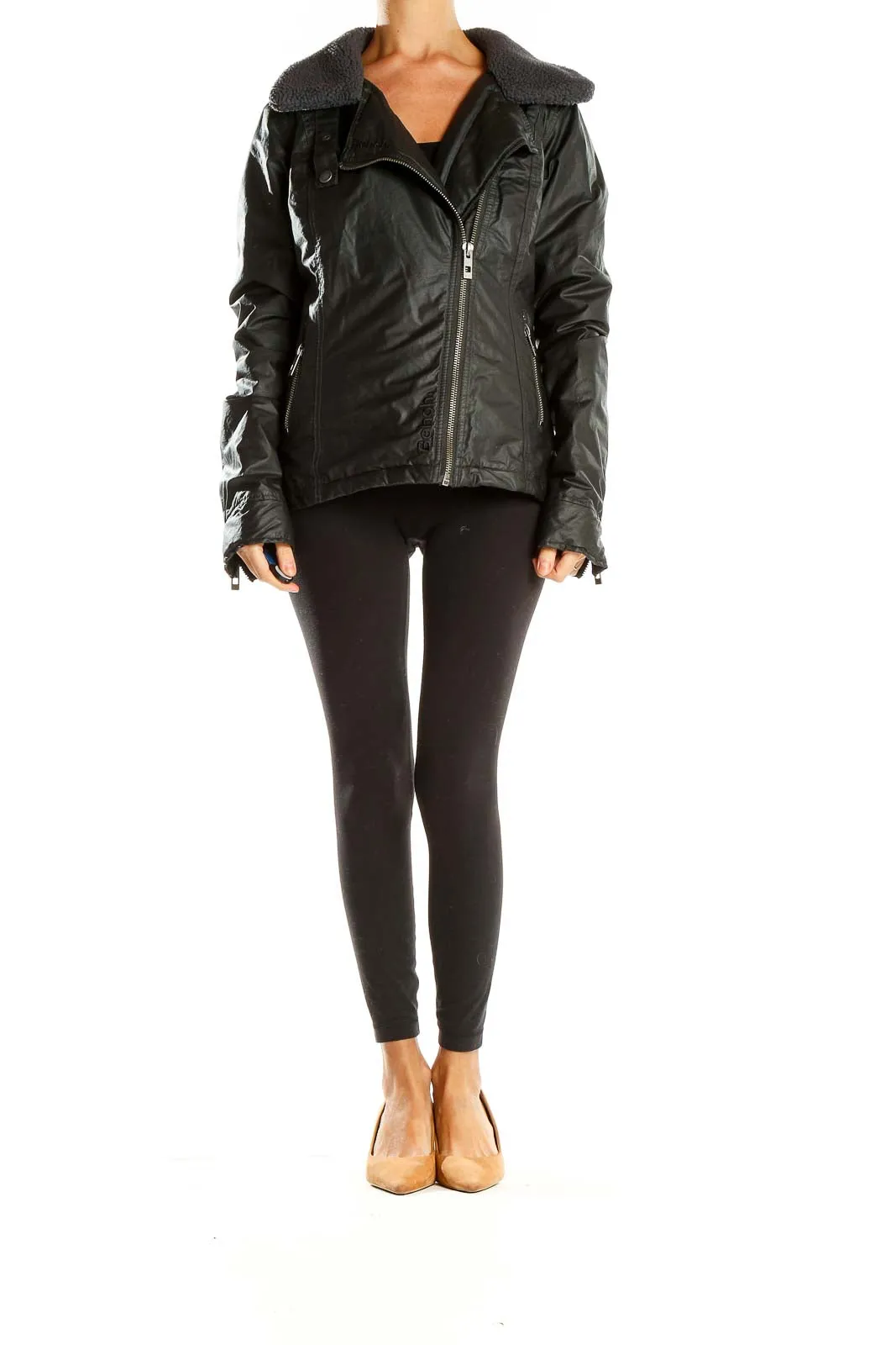 Black Faux Leather Moto Jacket