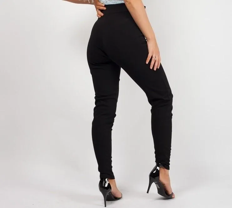 Black High Waist Belted Trouser