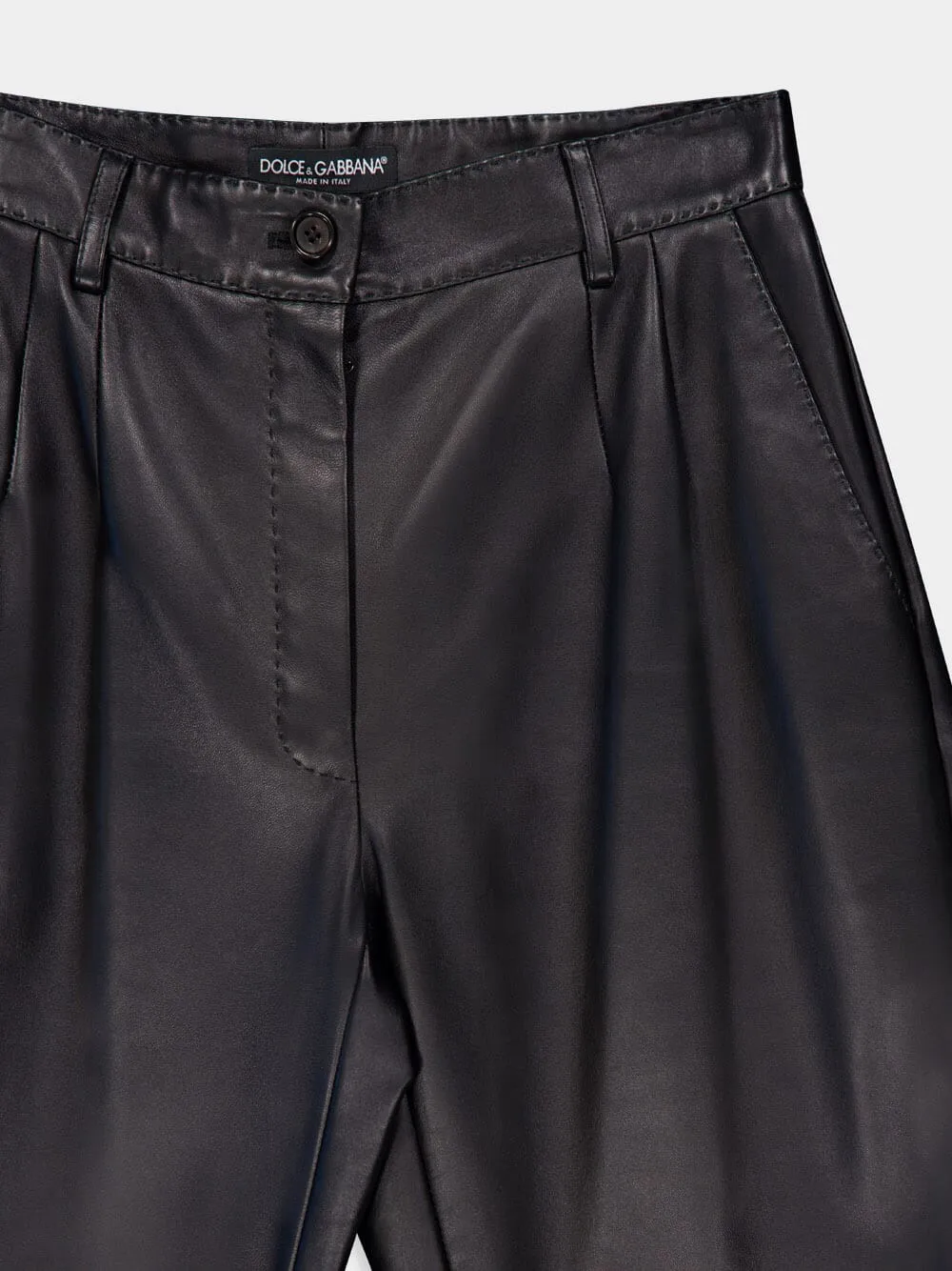 Black High-Waist Leather Trousers