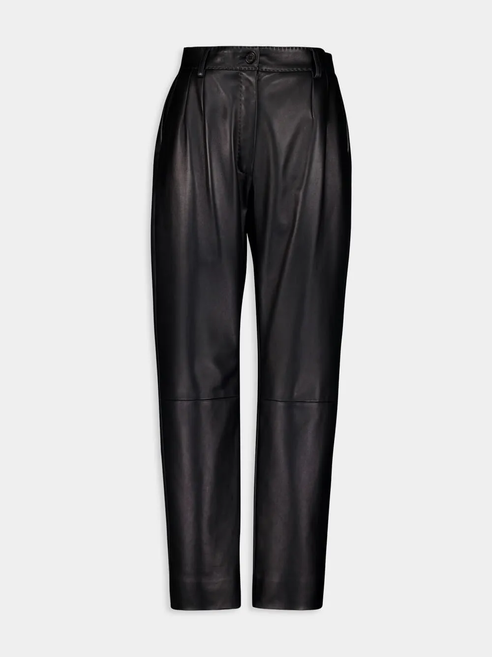 Black High-Waist Leather Trousers