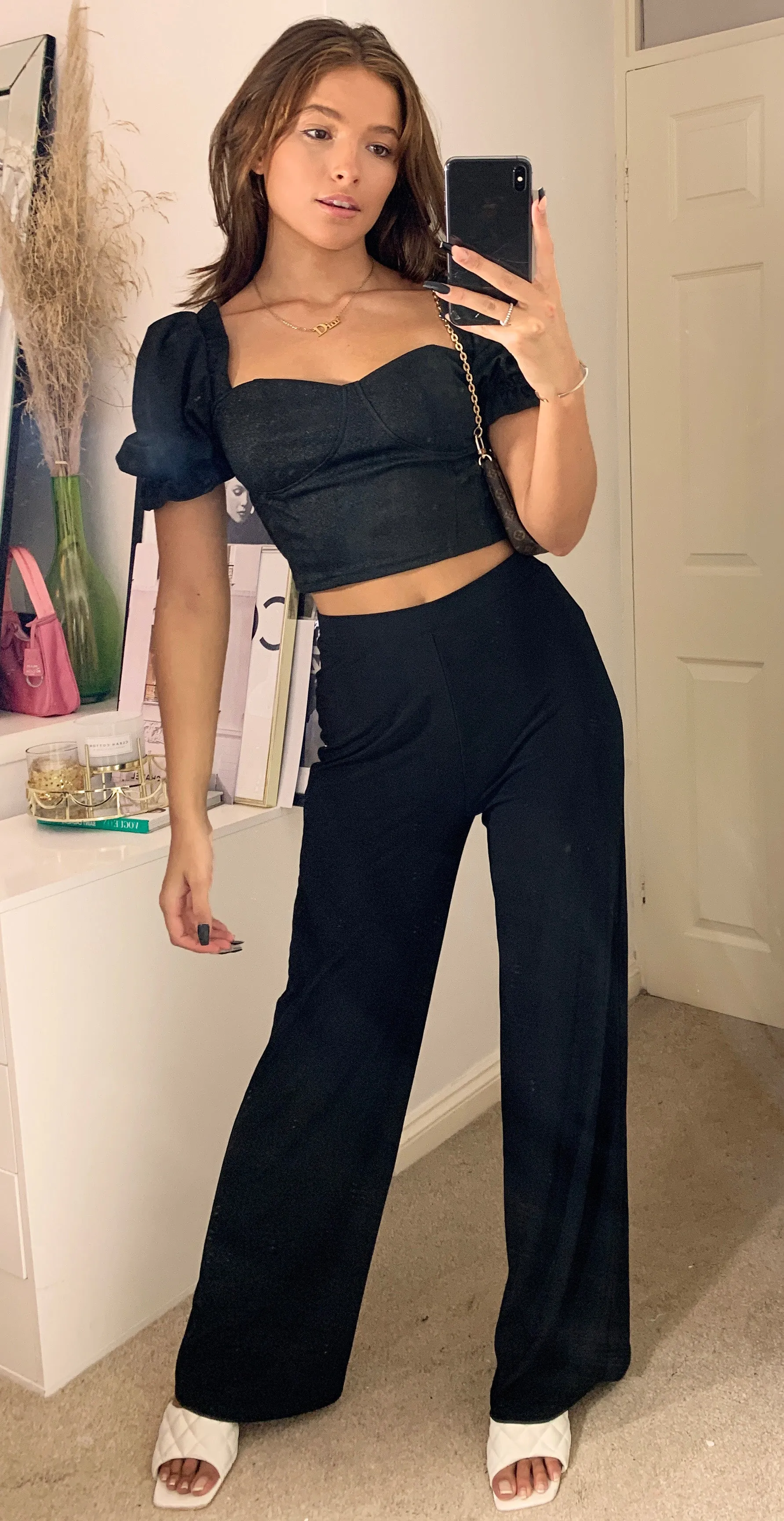 Black Loungewear High Waist Slinky Trousers