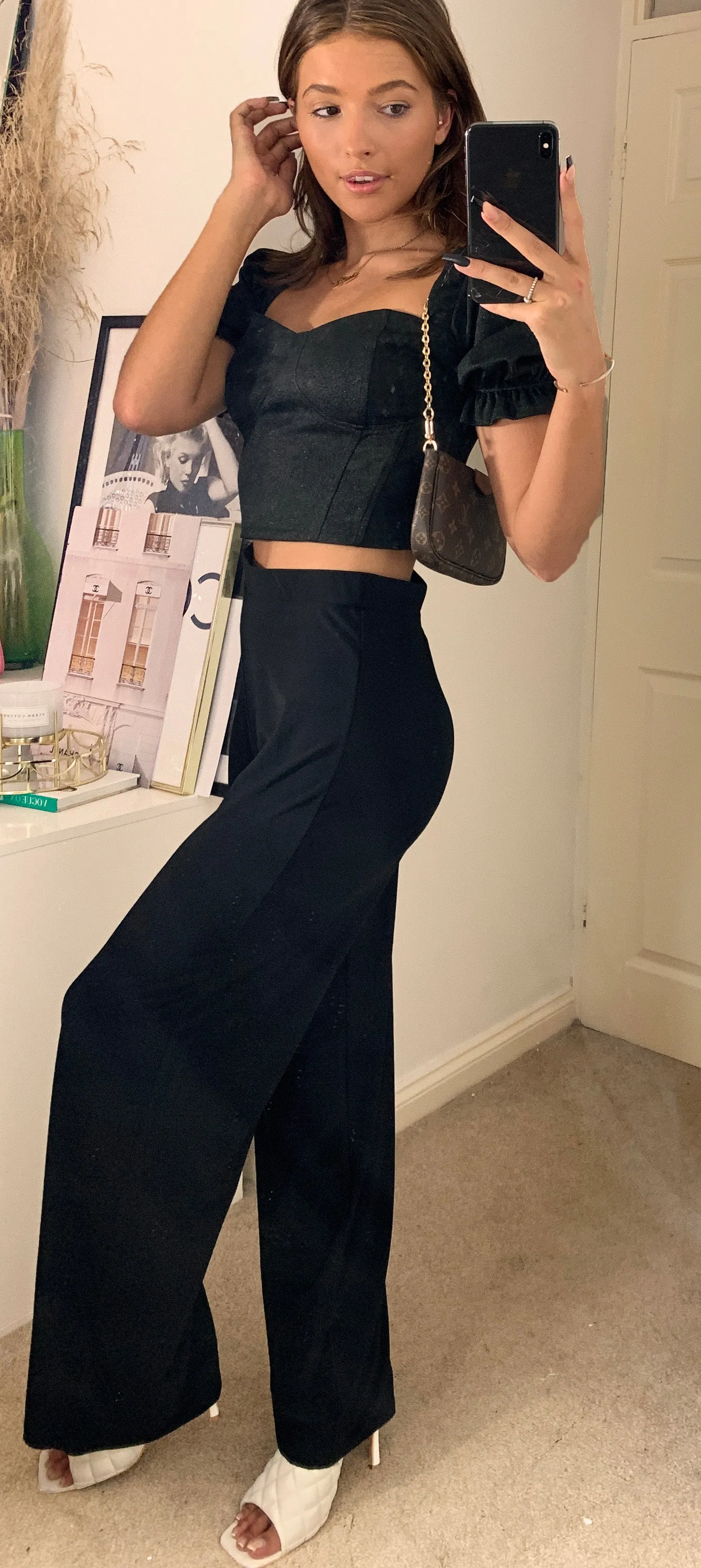 Black Loungewear High Waist Slinky Trousers