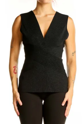 Black V-Neck Sleeveless Top