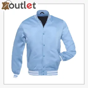 Blue Satin Varsity Jacket