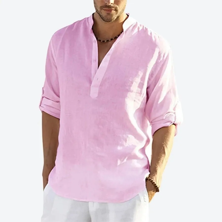 Breezy Linen Blend Henley Shirts