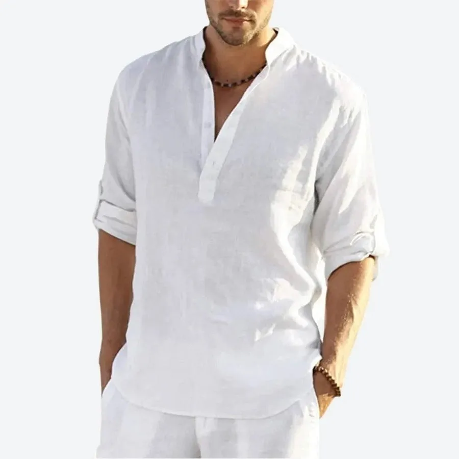 Breezy Linen Blend Henley Shirts