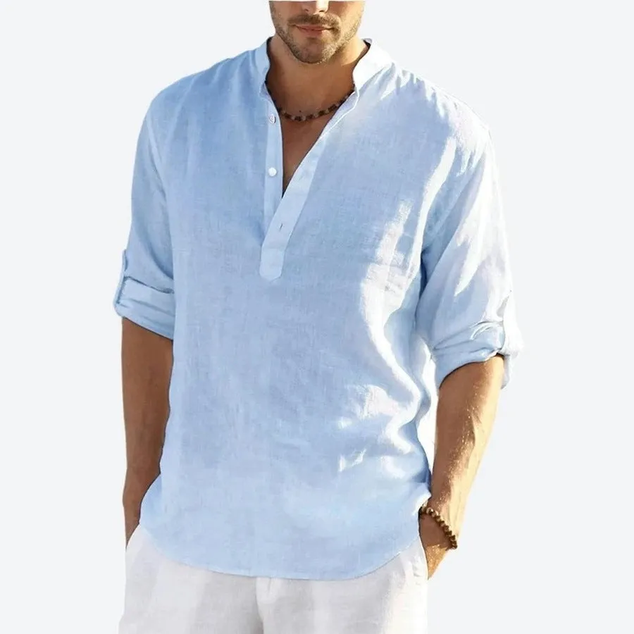 Breezy Linen Blend Henley Shirts