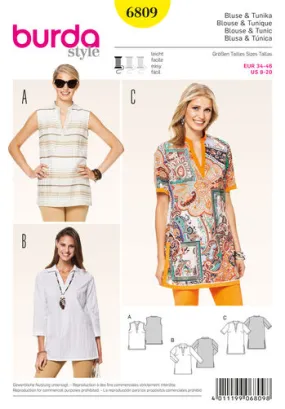 Burda Pattern 6809-Tops, Shirts  &  Blouses