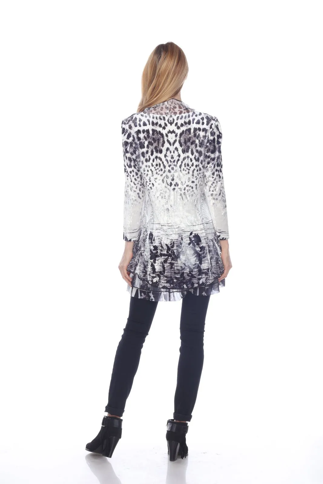 Burnout Animal Print One Piece Tunic Cardigan Set