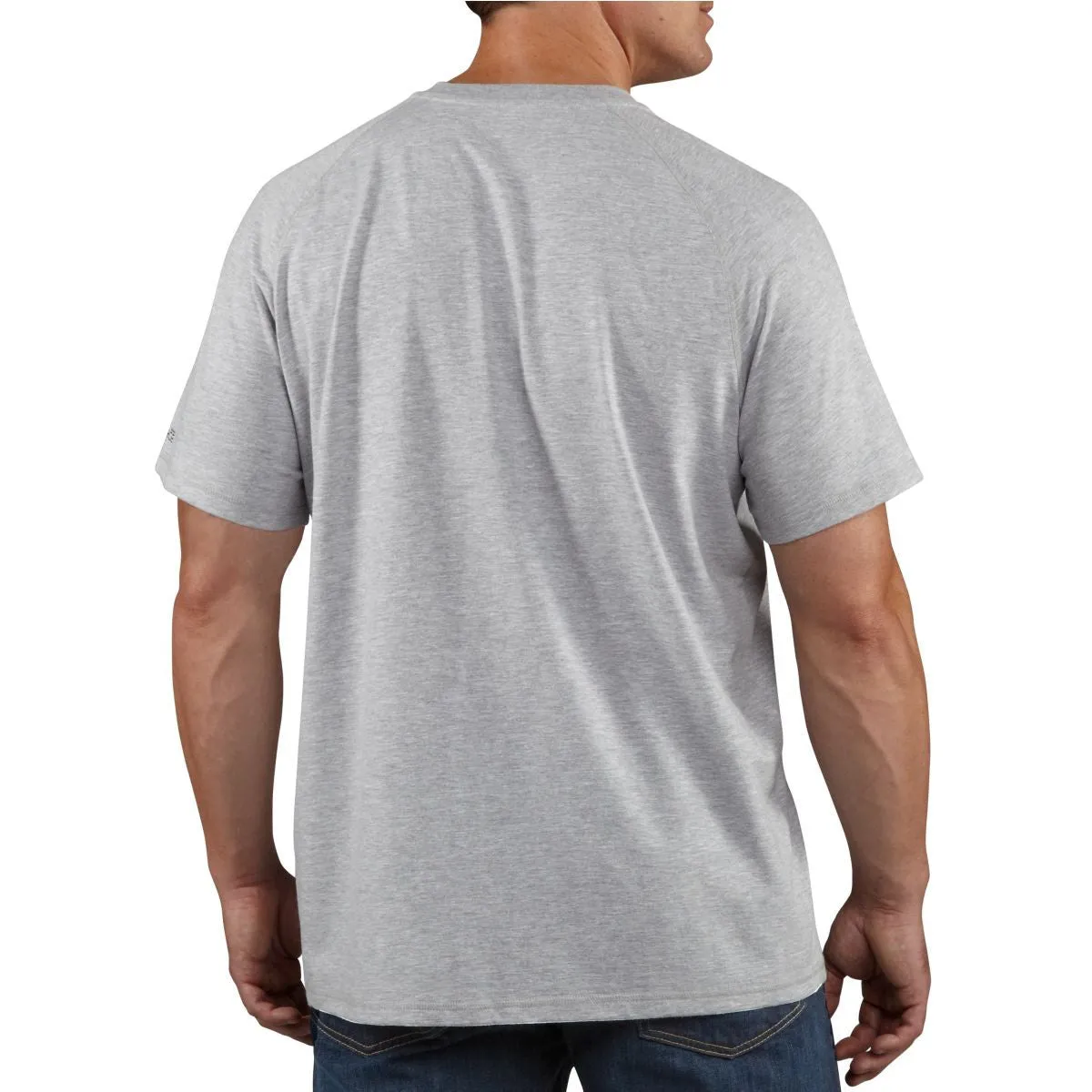 Carhartt Men's Heather Grey Force Cotton Delmont Short Sleeve Henley