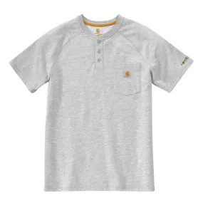 Carhartt Men's Heather Grey Force Cotton Delmont Short Sleeve Henley