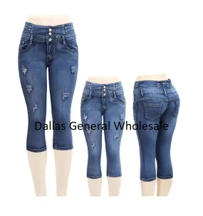 Casual High Waist Denim Capri Jeans Wholesale