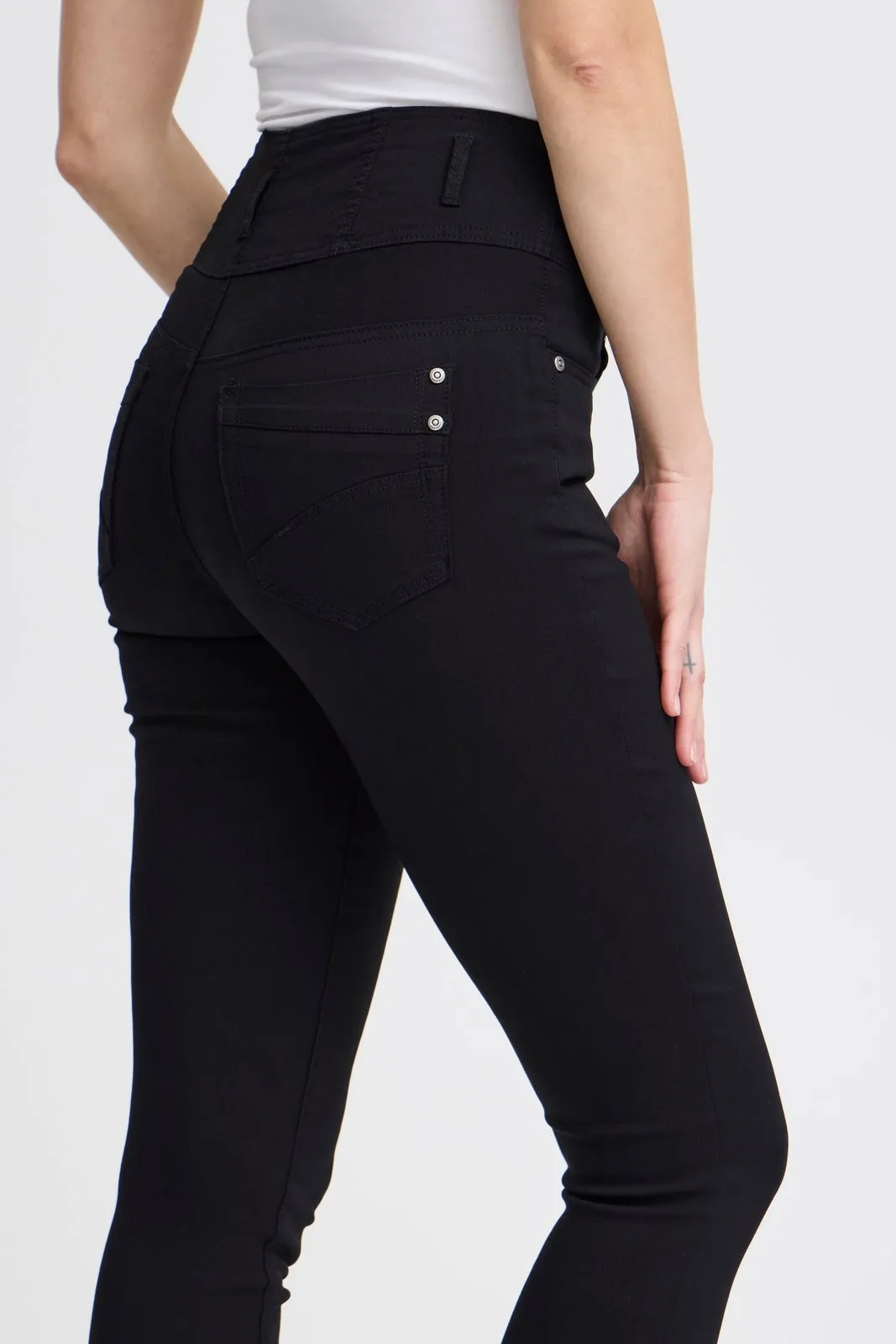 Casual High Waist Trousers - Black