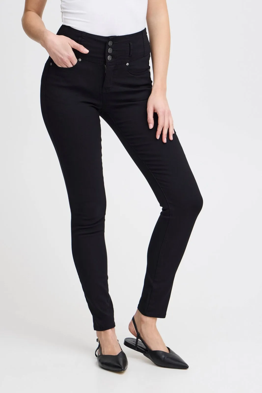 Casual High Waist Trousers - Black