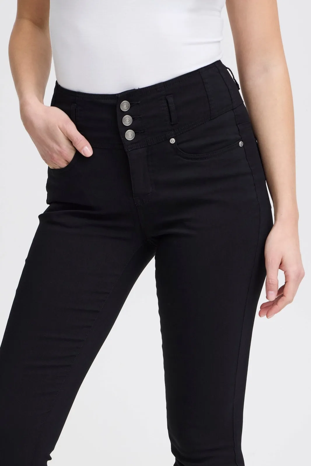 Casual High Waist Trousers - Black