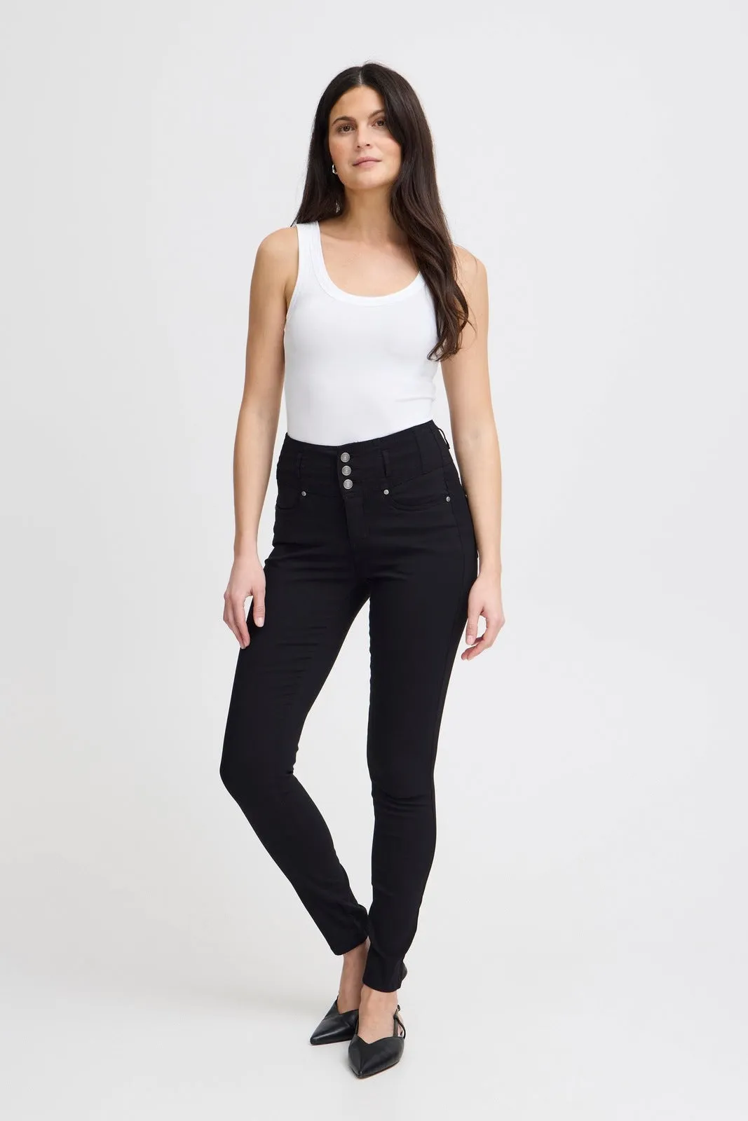 Casual High Waist Trousers - Black