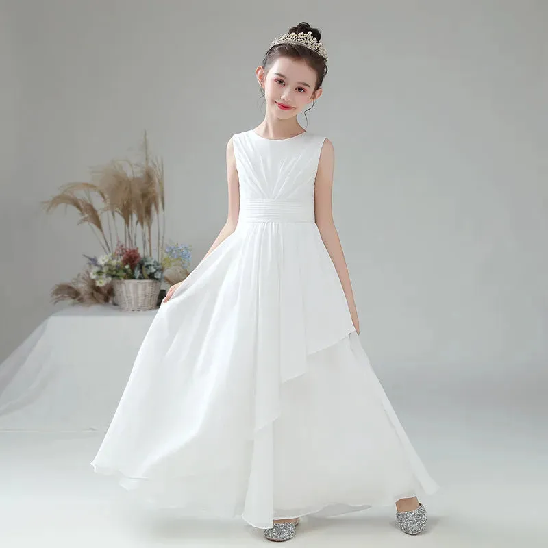 Chiffon Flower Girl Dress For Wedding Party First Communion 2024 Little Bride Gowns Junior Bridesmaid