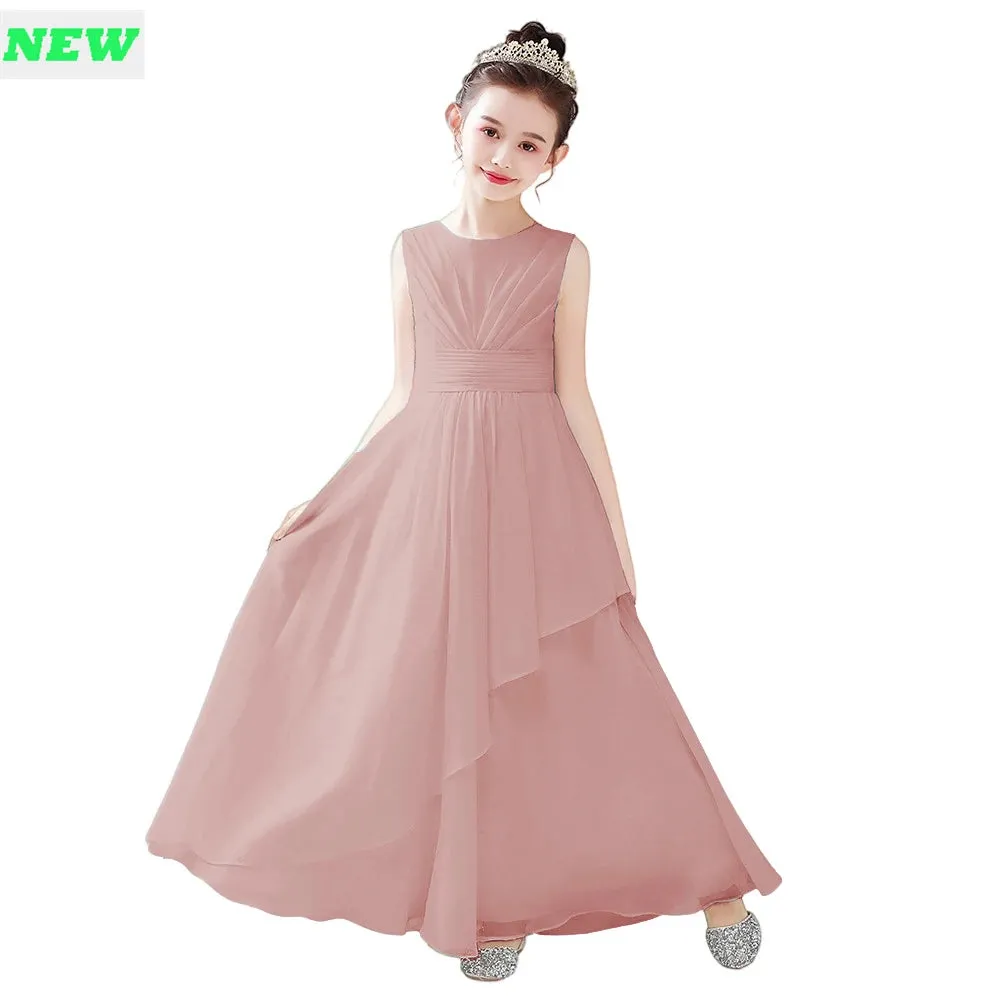 Chiffon Flower Girl Dress For Wedding Party First Communion 2024 Little Bride Gowns Junior Bridesmaid