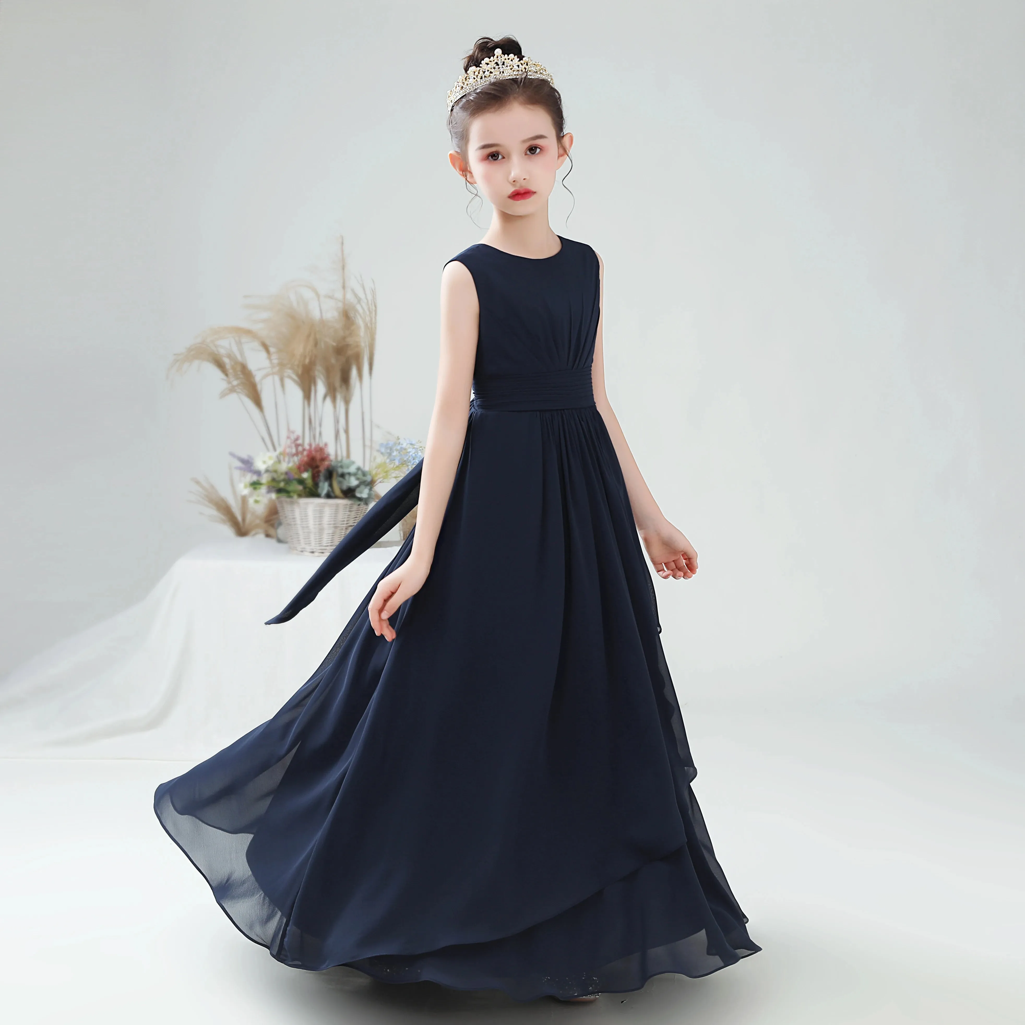 Chiffon Flower Girl Dress For Wedding Party First Communion 2024 Little Bride Gowns Junior Bridesmaid