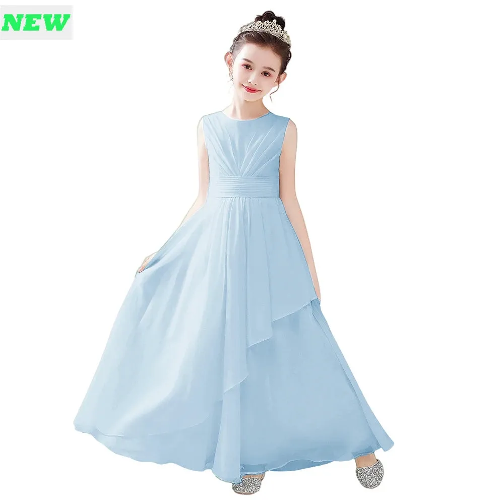 Chiffon Flower Girl Dress For Wedding Party First Communion 2024 Little Bride Gowns Junior Bridesmaid