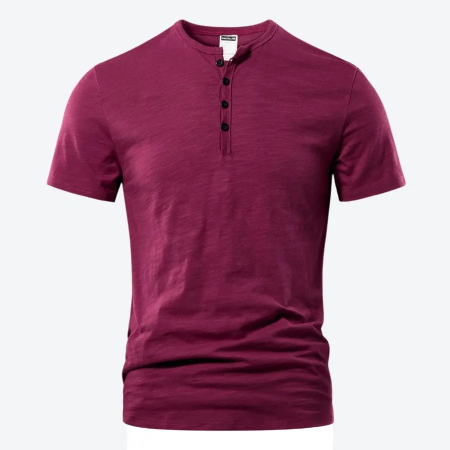 Classic Short-Sleeve Button Henley Shirts