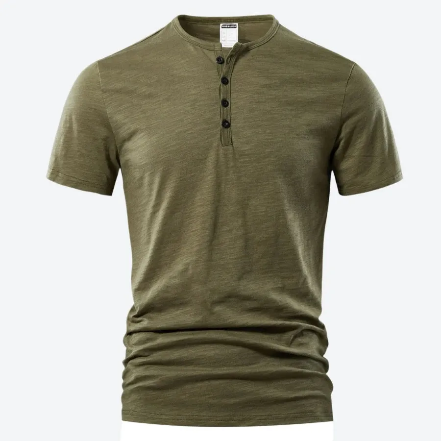 Classic Short-Sleeve Button Henley Shirts