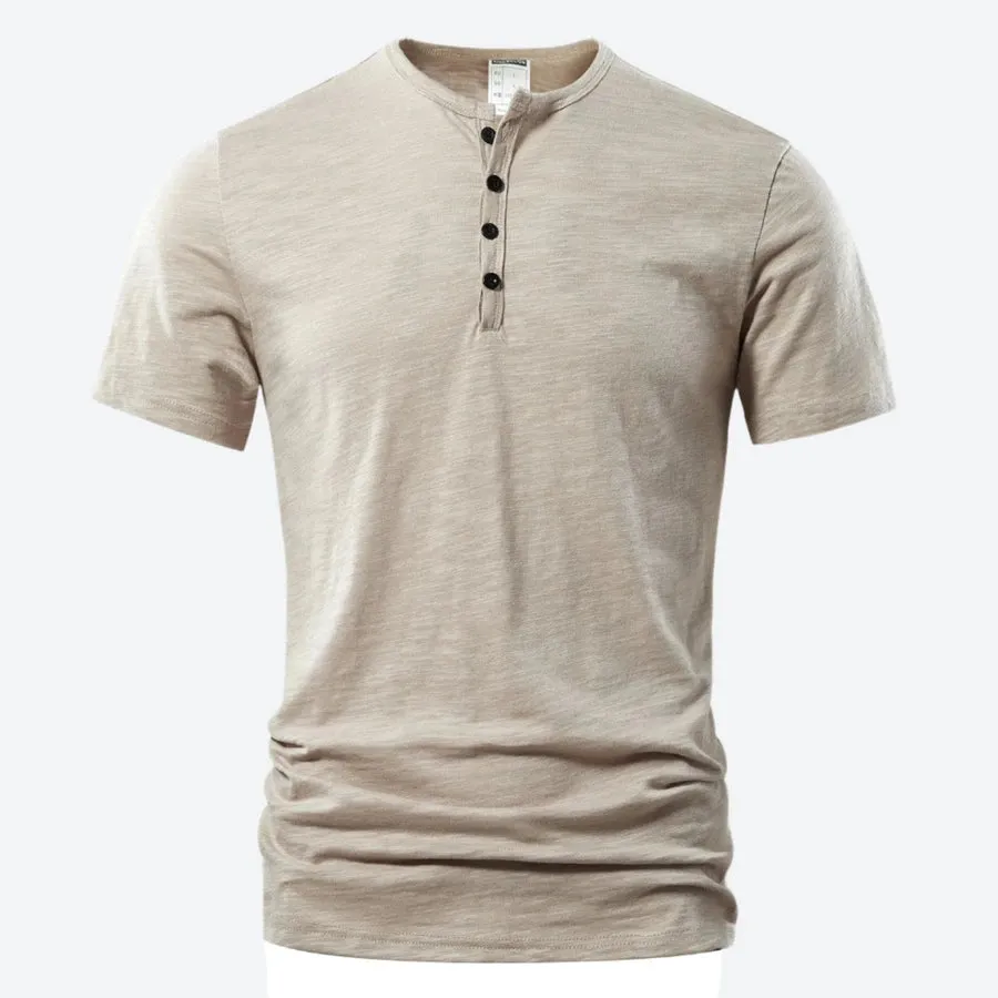 Classic Short-Sleeve Button Henley Shirts