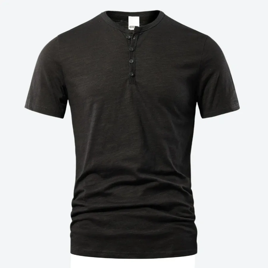 Classic Short-Sleeve Button Henley Shirts