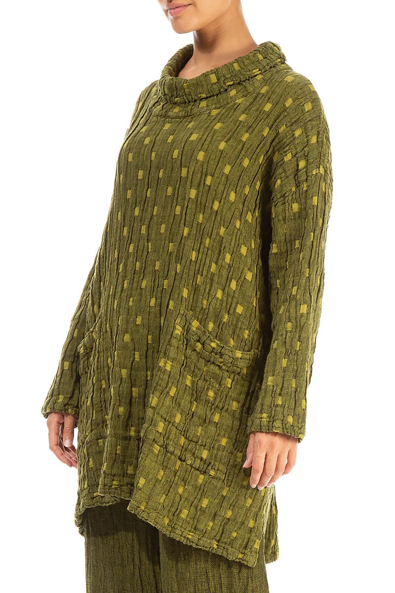 Cowl Neck Golden Lime Textured Linen Tunic