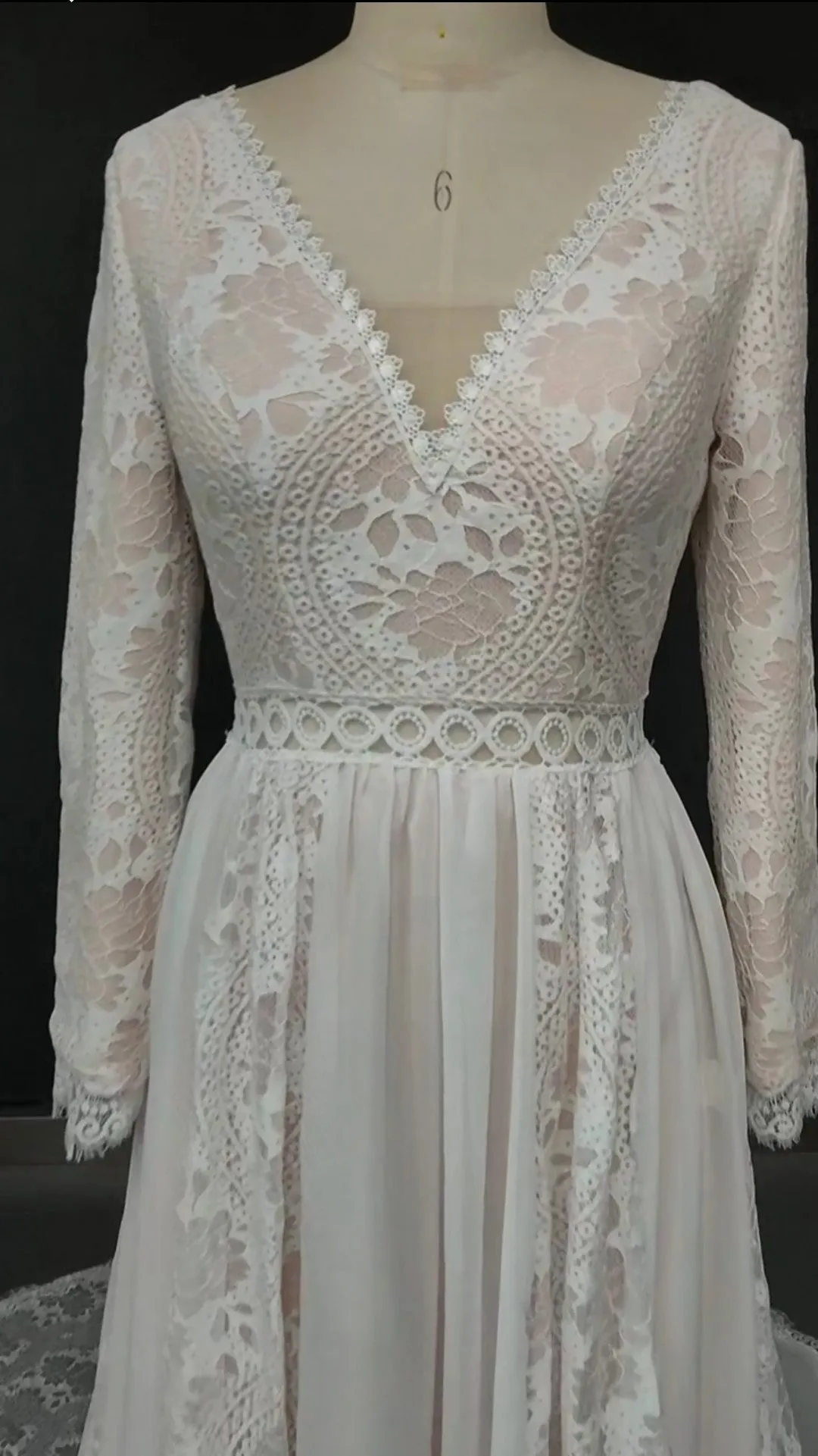 Custom Chiffon/Lace Boho A Line Wedding Gown All Sizes/Colors