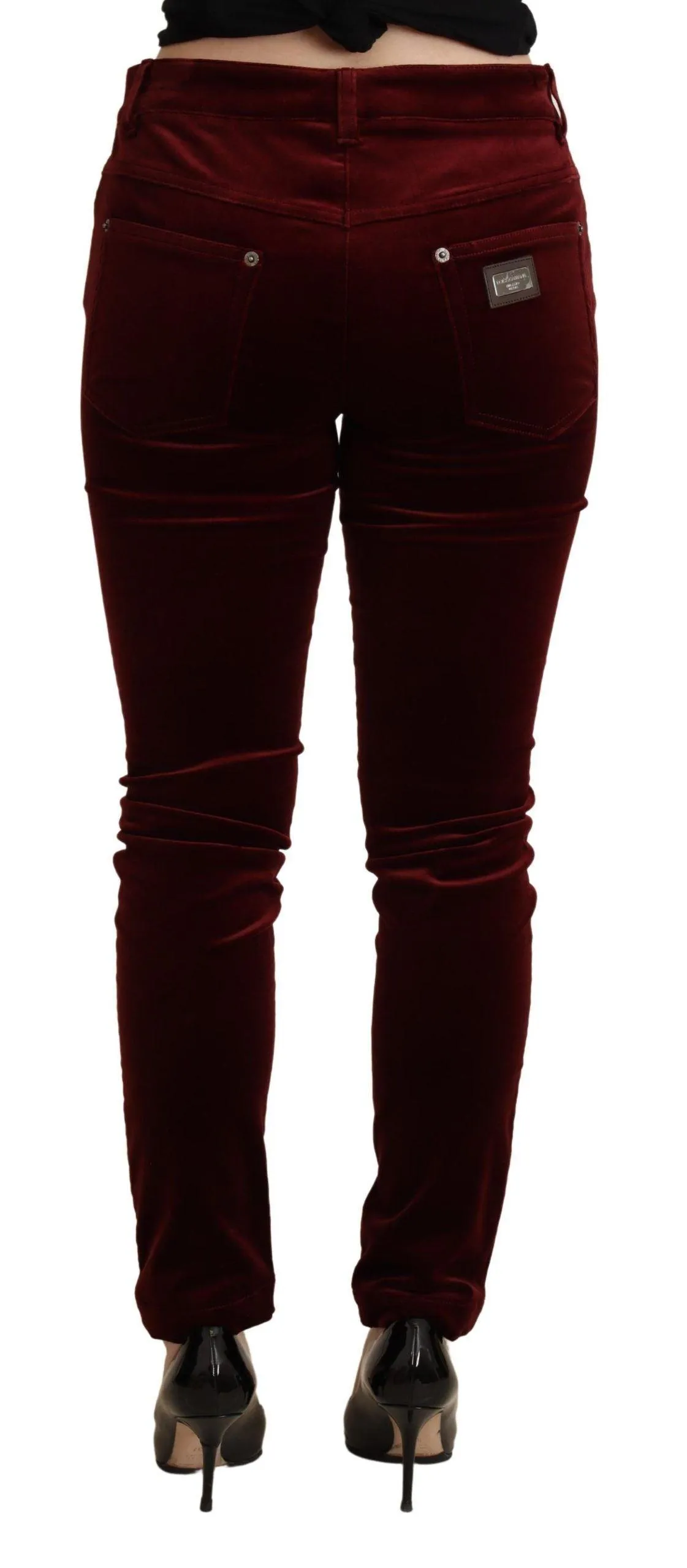 Dolce & Gabbana Bordeaux Red Velvet Skinny Trouser