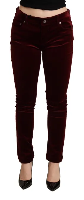 Dolce & Gabbana Bordeaux Red Velvet Skinny Trouser