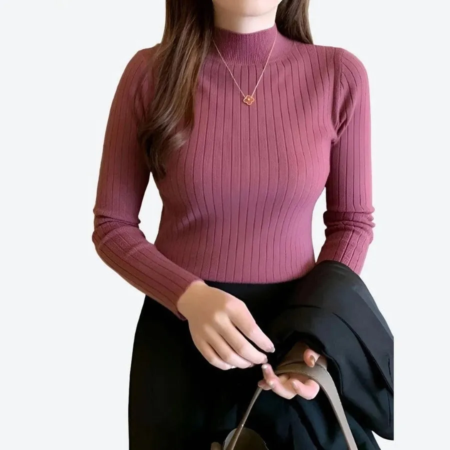 Elegant Ribbed Turtleneck Sweaters