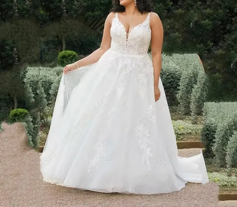 Elegant Simple Lace/Tulle A Line Wedding Gown All Sizes/Colors