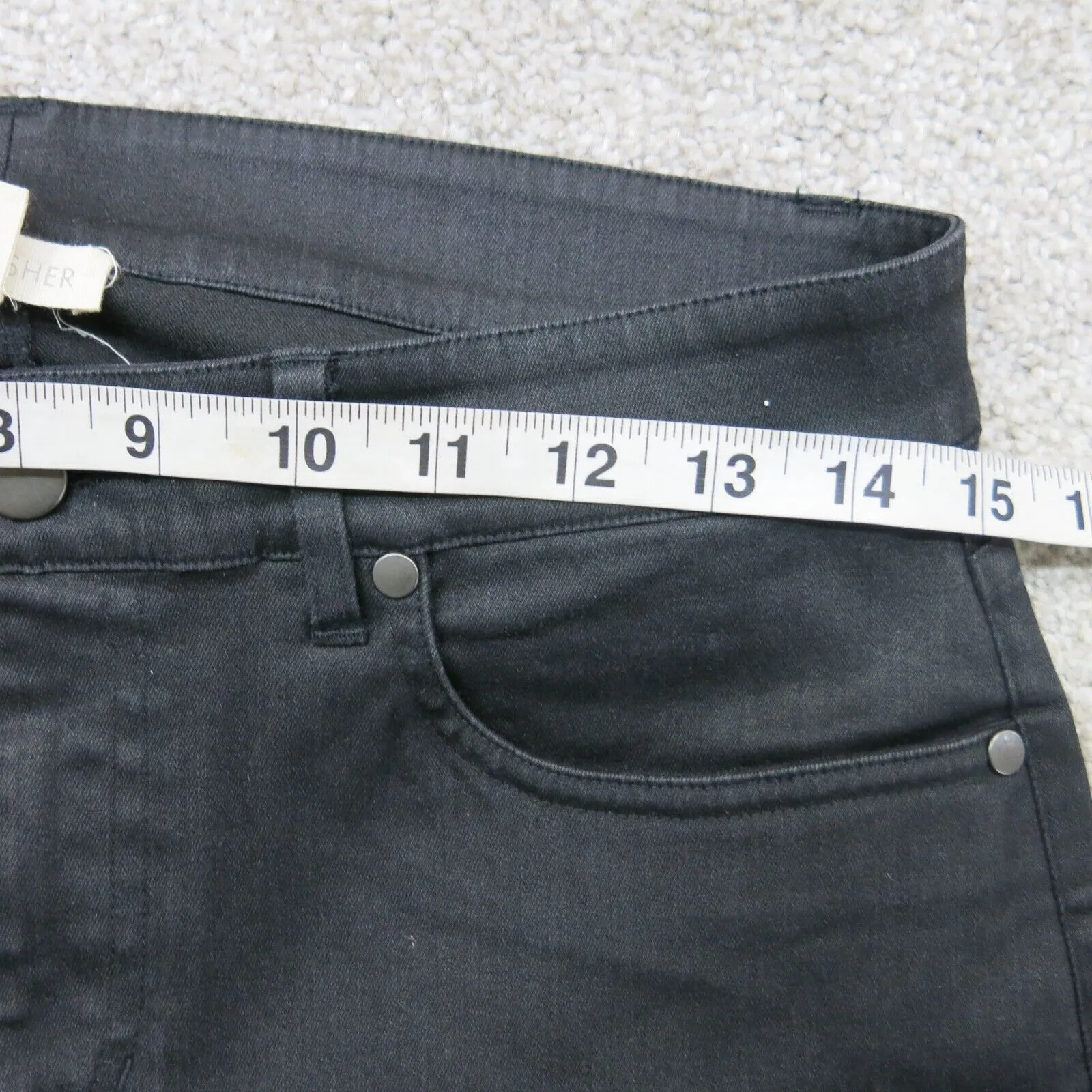 Ellen Fisher Mens Jeans Denim Slim Straight Leg Mid Rise Stretch Black Size 8