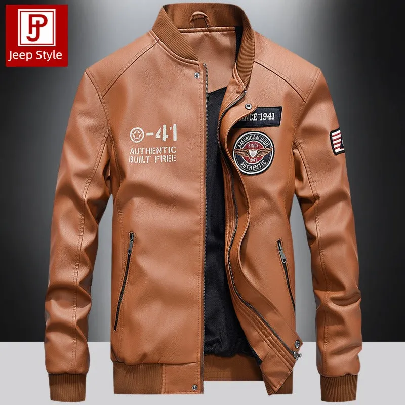 European and American Fashionable Casual Label Leather Coat Motorcycle Clothing