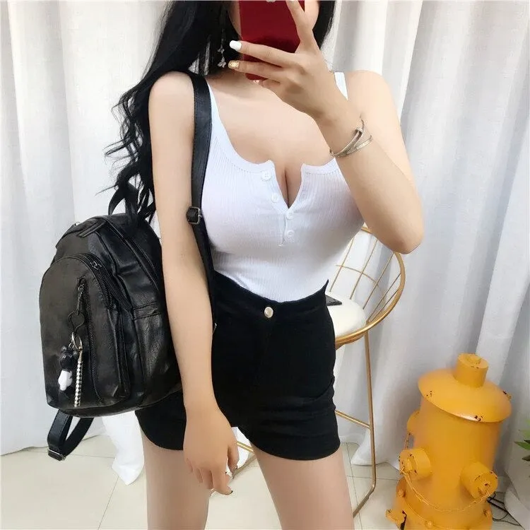 Halter Bandage Sexy Crop Tops Solid Cotton Underwear Slim Skinny Sleeveless