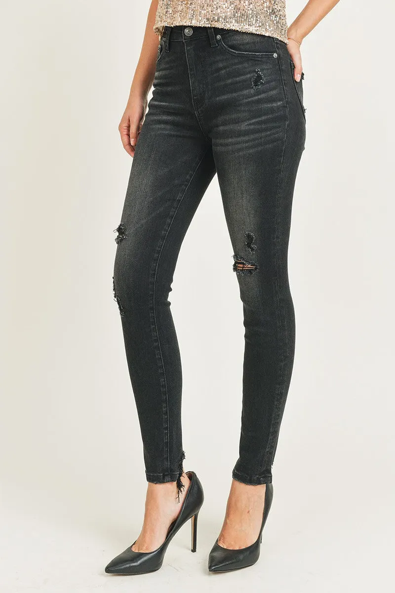 High Rise Vintage Washed Skinny Jeans plus