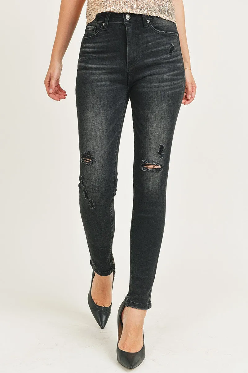 High Rise Vintage Washed Skinny Jeans plus