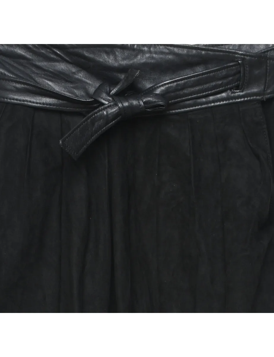 High Waist Black Suede Trousers - W26 L34