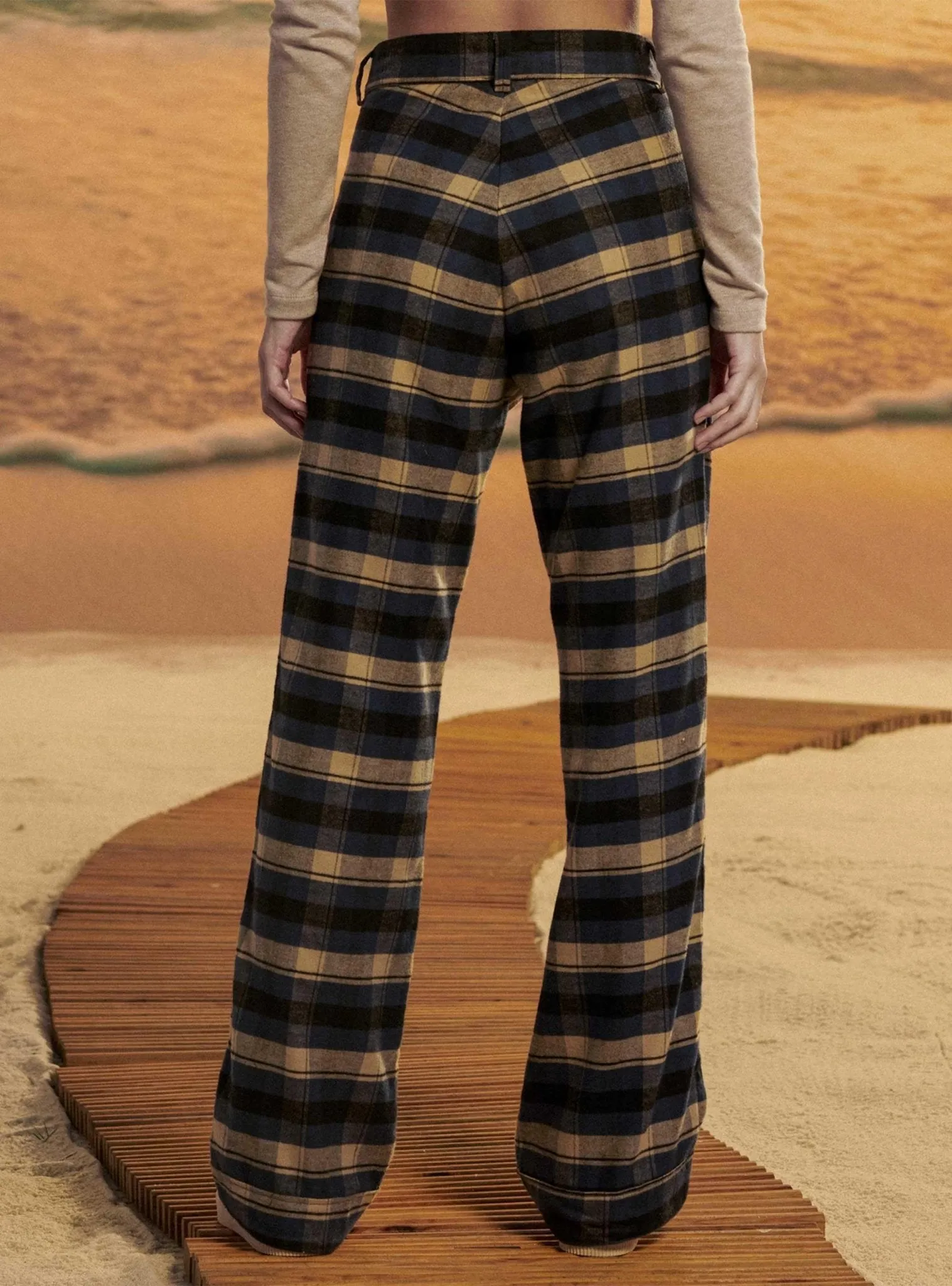 HIGH-WAIST COTTON FLANNEL TROUSERS