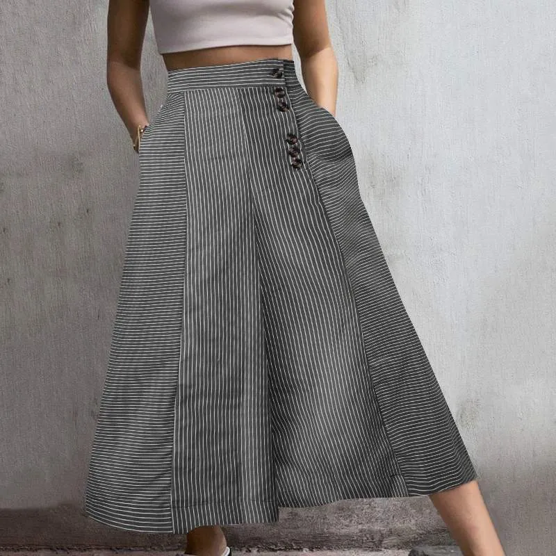 High Waist Stripe Wide leg Trousers