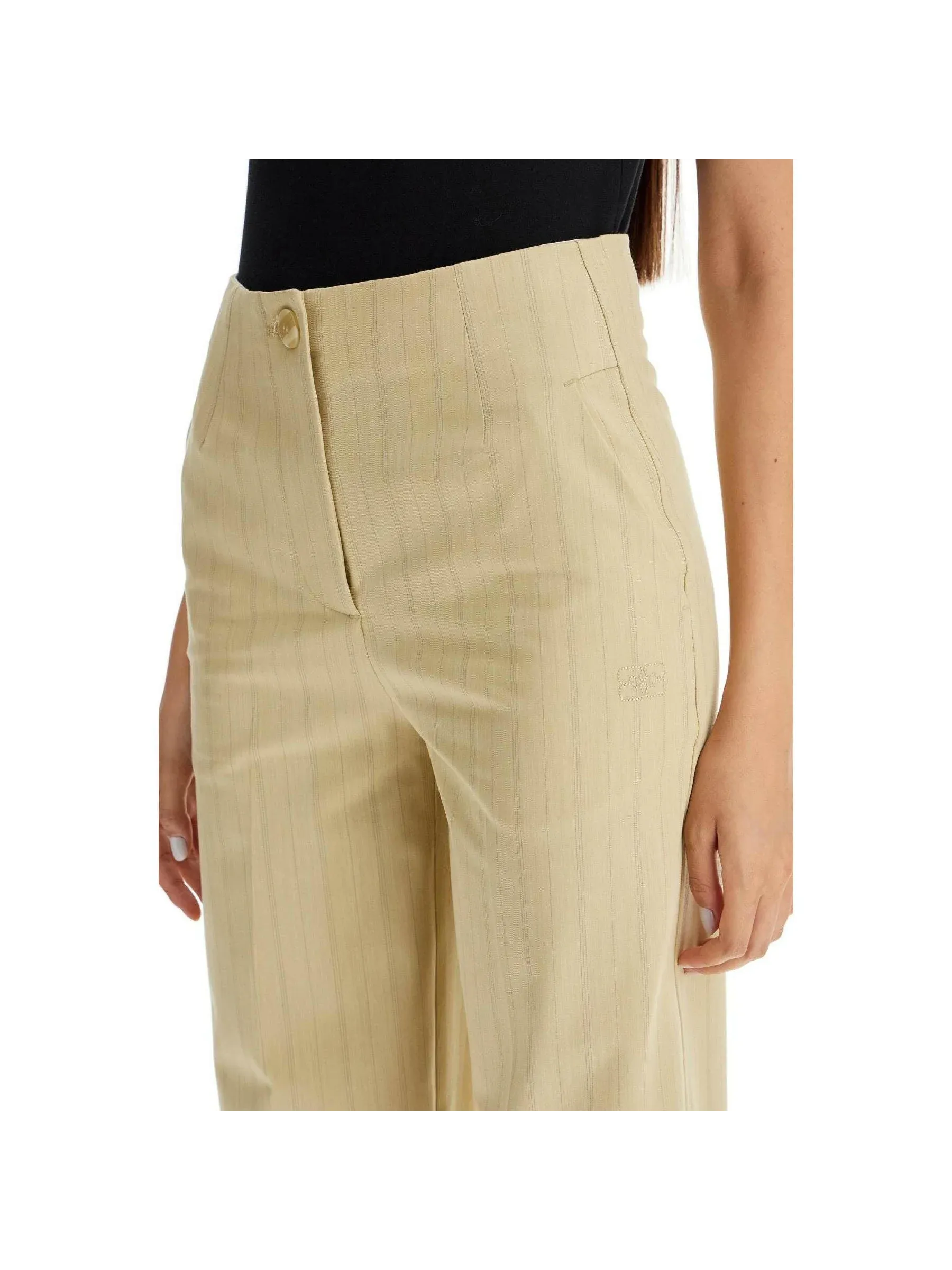 High-Waist Striped Trousers