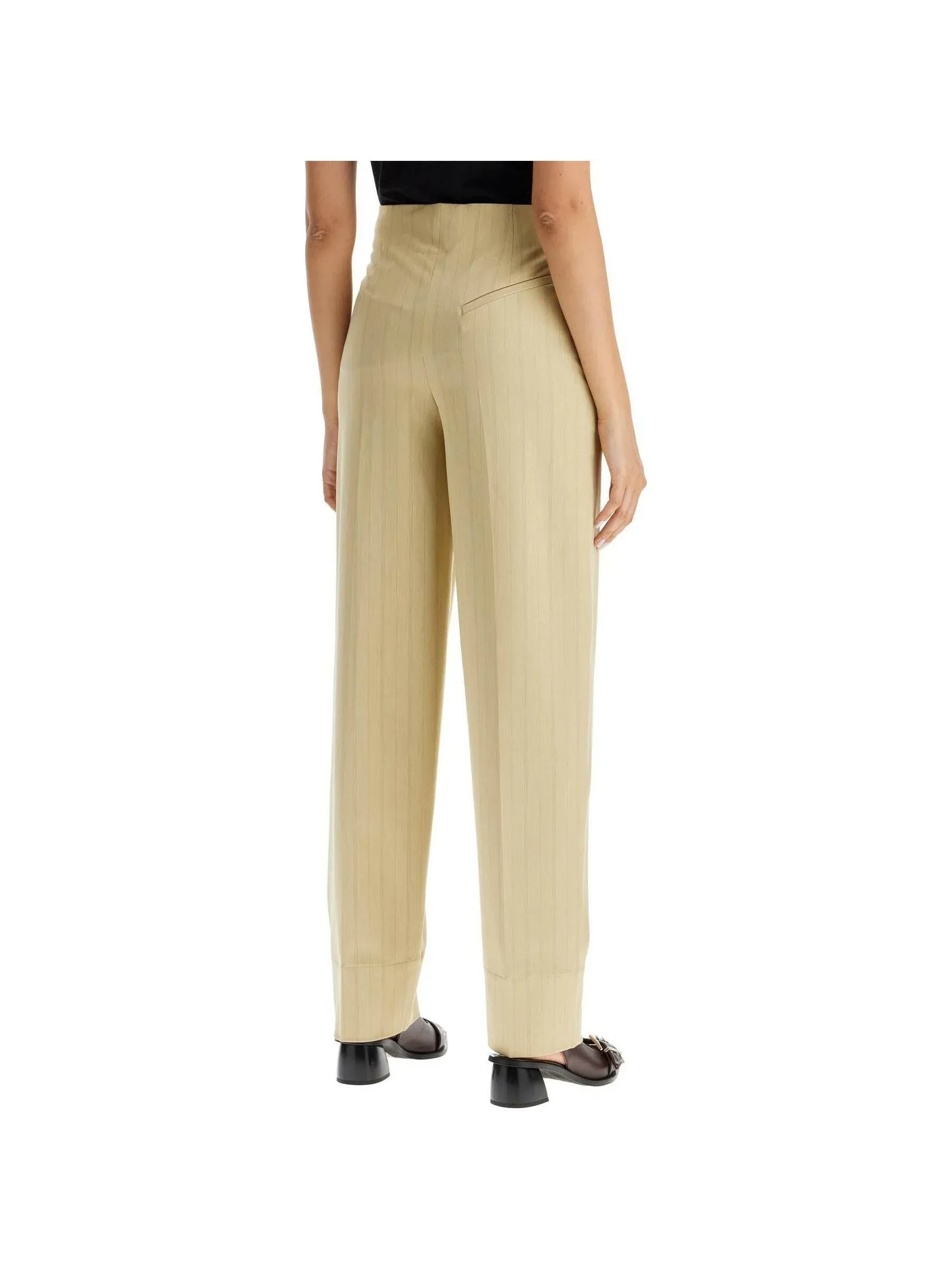 High-Waist Striped Trousers