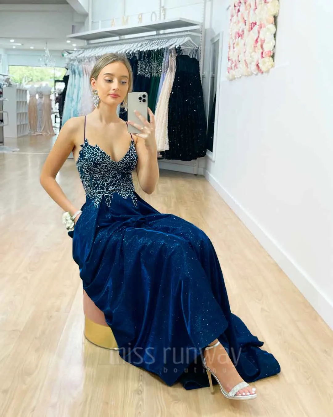 Ivy Glitter Gown - Navy